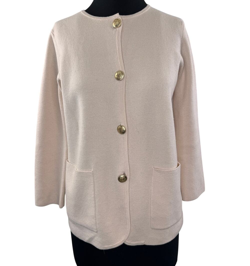 J.Crew Giselle Ivory Cardigan Sweater Knit Cotton Crew Neck Gold Button XX-Small